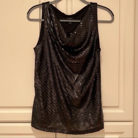 Talbots Sequin Top Cowl Neck Size Large Petite Holiday Party NWT - Picture 5 of 8
